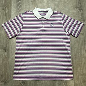 Men’s adidas Climacool SSPolo Shirt White Purple Stripes XL Concord Country Club
